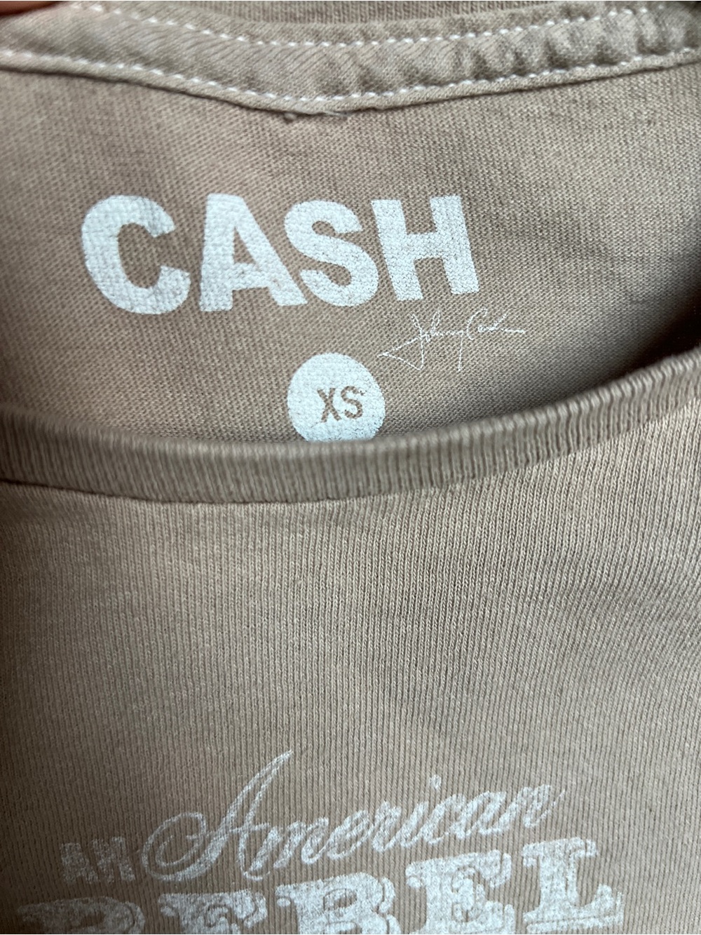 Johnny Cash Graphic Tee - Beige Short Sleeve Shirt - Picture 3 of 4